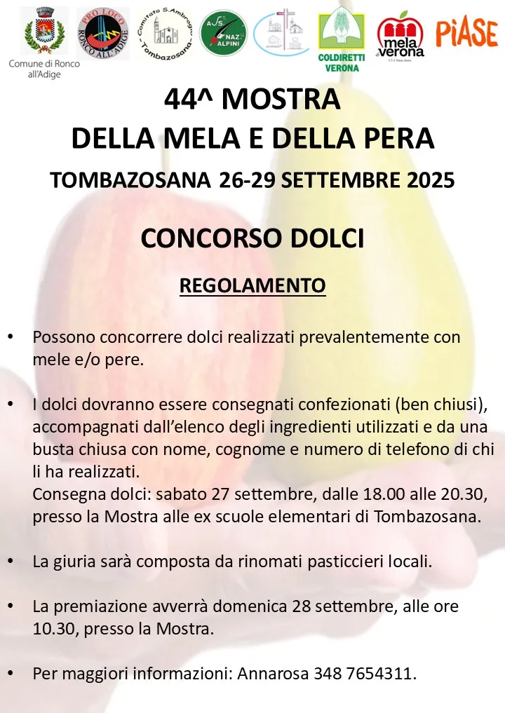 Mostra della Mela e della Pera di Tombazosana (Ronco all’Adige) Settembre 2025 Mostra della Mela e della Pera di Tombazosana (Ronco all’Adige) Settembre 2025