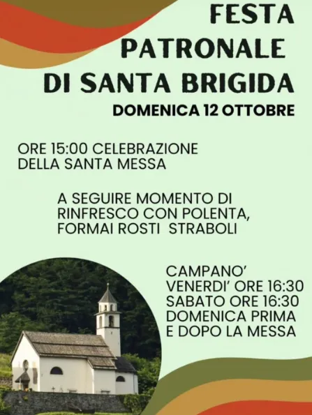 Festa Patronale di Santa Brigida Ottobre 2025 a Ronchi Valsugana Festa Patronale di Santa Brigida Ottobre 2025 a Ronchi Valsugana
