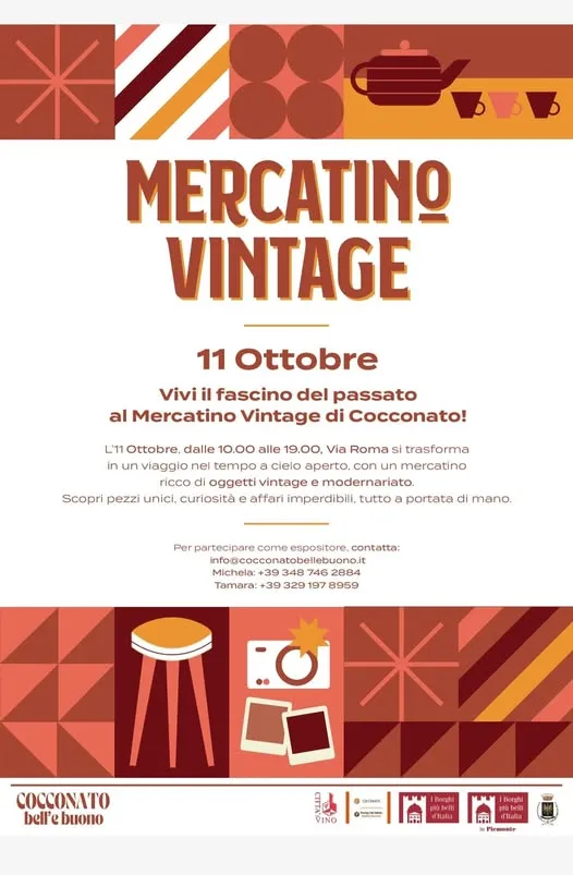 Mercatino Vintage di Cocconato Ottobre 2025 Mercatino Vintage di Cocconato Ottobre 2025