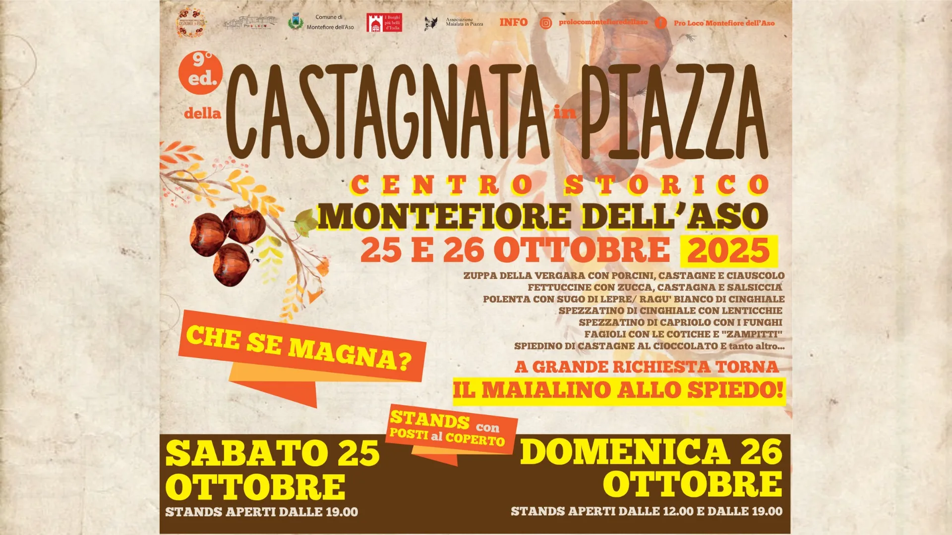 Castagnata in Piazza Ottobre 2025 a Montefiore dell’Aso Castagnata in Piazza Ottobre 2025 a Montefiore dell’Aso