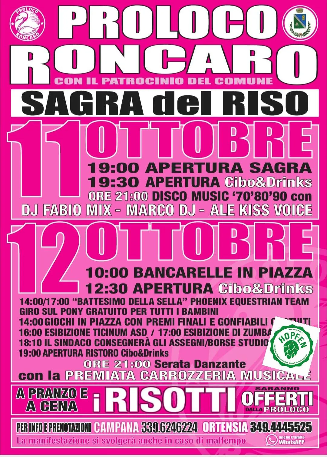 Sagra del Riso Ottobre 2025 a Roncaro Sagra del Riso Ottobre 2025 a Roncaro