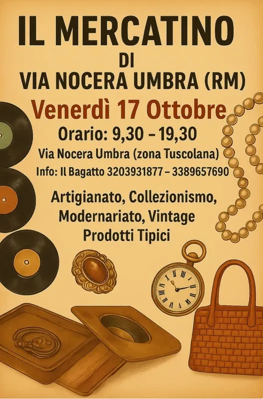 Il Mercatino di Via Nocera Umbra Ottobre 2025 a Roma Il Mercatino di Via Nocera Umbra Ottobre 2025 a Roma