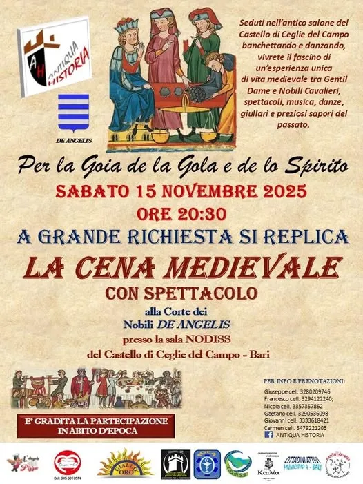 “La Cena Medievale con Spettacolo” Novembre 2025 a Bari “La Cena Medievale con Spettacolo” Novembre 2025 a Bari