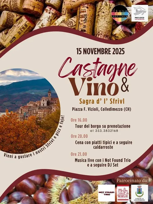 Castagne & Vino Novembre 2025 a Colledimezzo Castagne & Vino Novembre 2025 a Colledimezzo