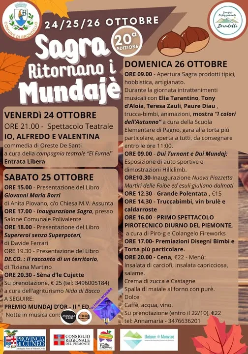 Sagra “Ritornano i Mundajé” Ottobre 2025 a Borgo San Dalmazzo Sagra “Ritornano i Mundajé” Ottobre 2025 a Borgo San Dalmazzo