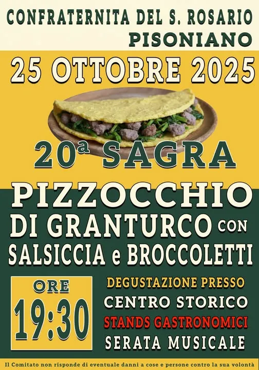 Sagra del Pizzocchio di Granturco con Salsiccia e Broccoletti Ottobre 2025 a Pisoniano Sagra del Pizzocchio di Granturco con Salsiccia e Broccoletti Ottobre 2025 a Pisoniano