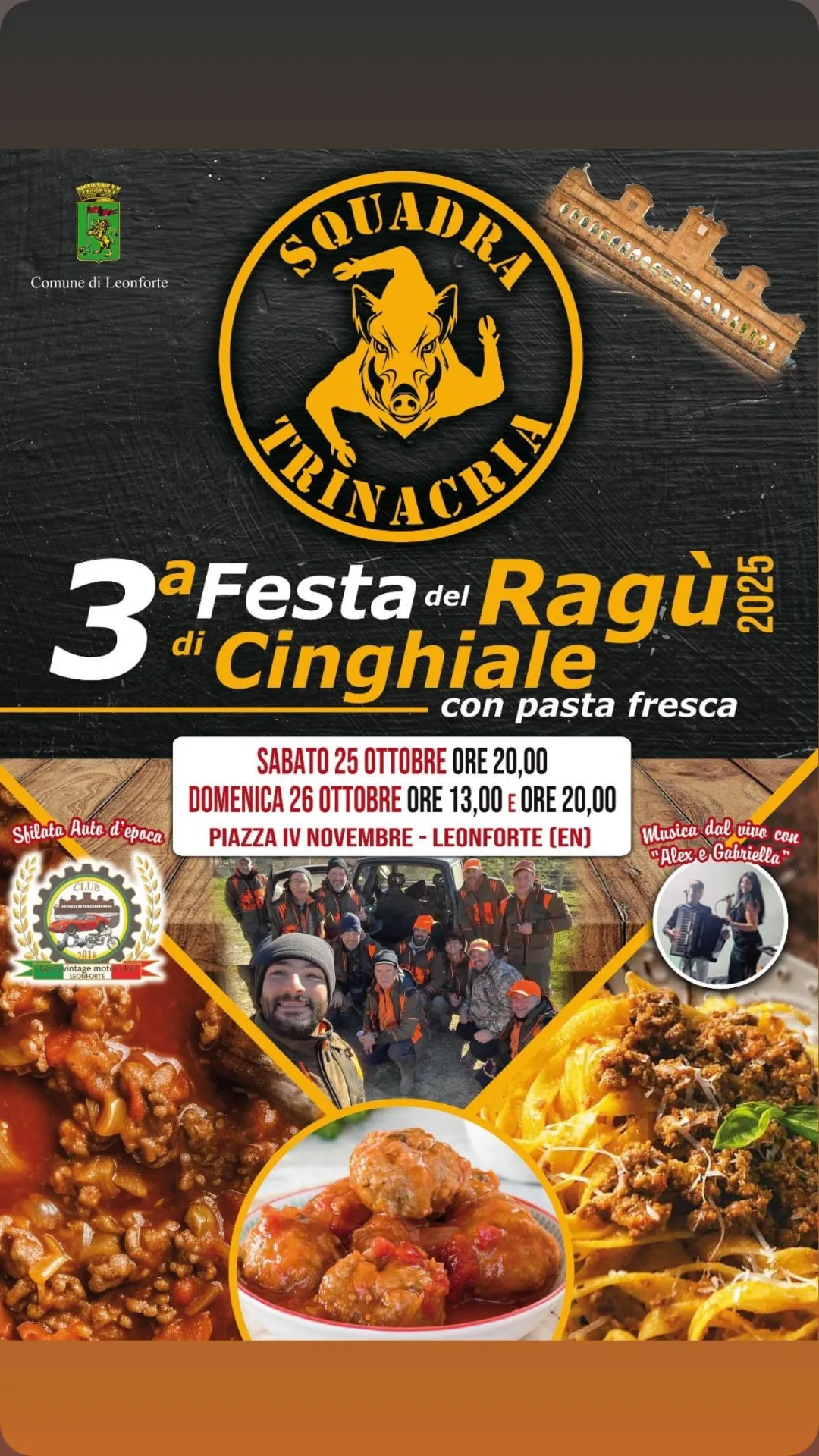 Festa del Ragù di Cinghiale Ottobre 2025 a Leonforte Festa del Ragù di Cinghiale Ottobre 2025 a Leonforte