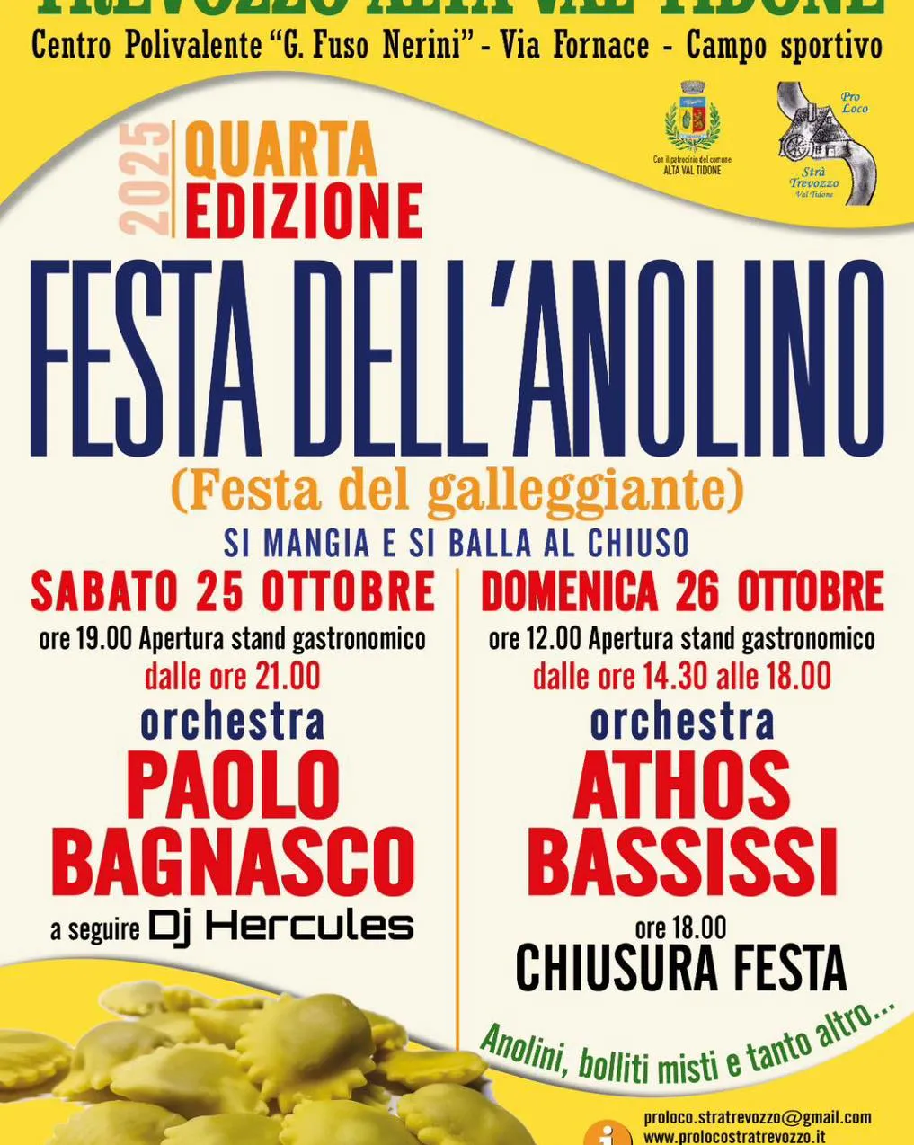 Festa dell’Anolino Ottobre 2025 a Trevozzo di Alta Val Tidone Festa dell’Anolino Ottobre 2025 a Trevozzo di Alta Val Tidone