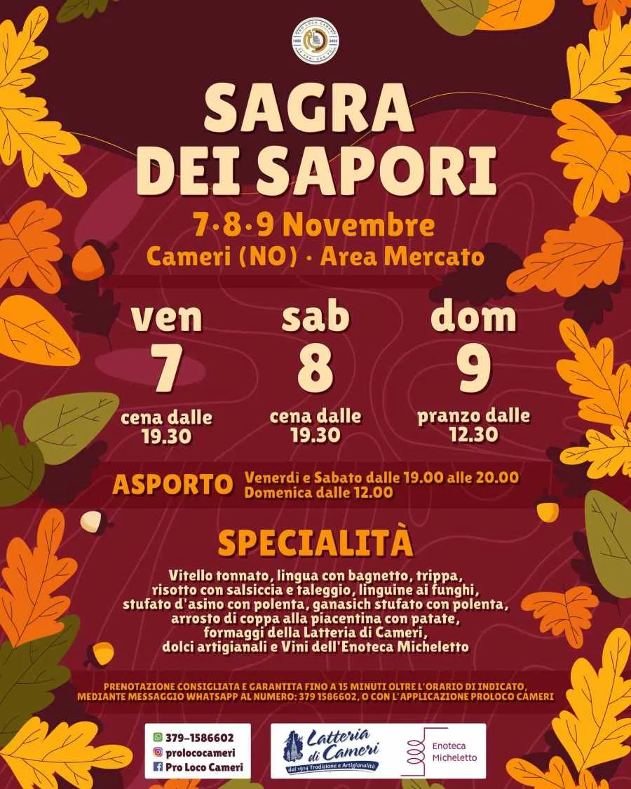 Sagra dei Sapori Novembre 2025 a Cameri Sagra dei Sapori Novembre 2025 a Cameri