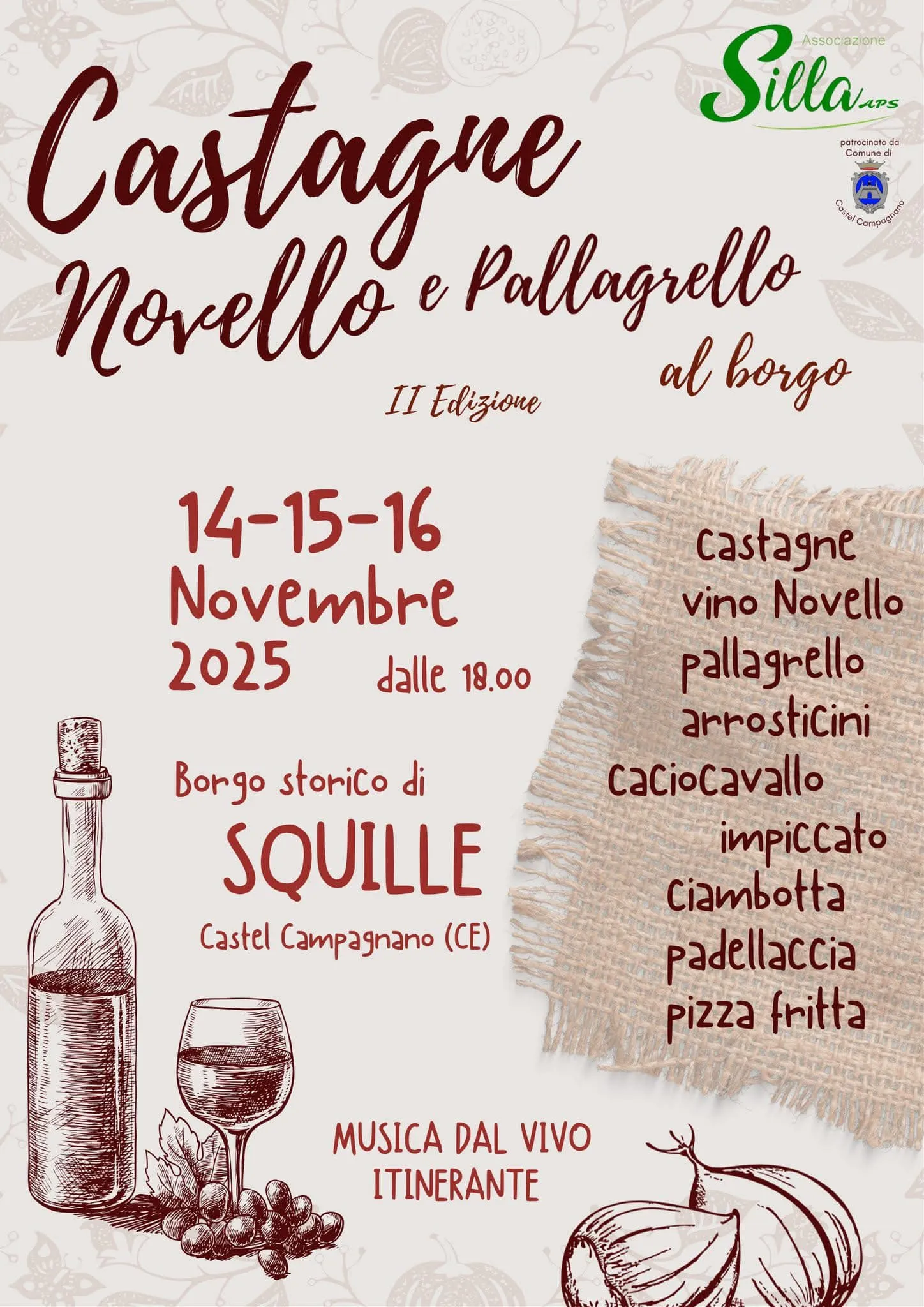 Castagne, Novello e Pallagrello Novembre 2025 al Borgo di Squille Castagne, Novello e Pallagrello Novembre 2025 al Borgo di Squille