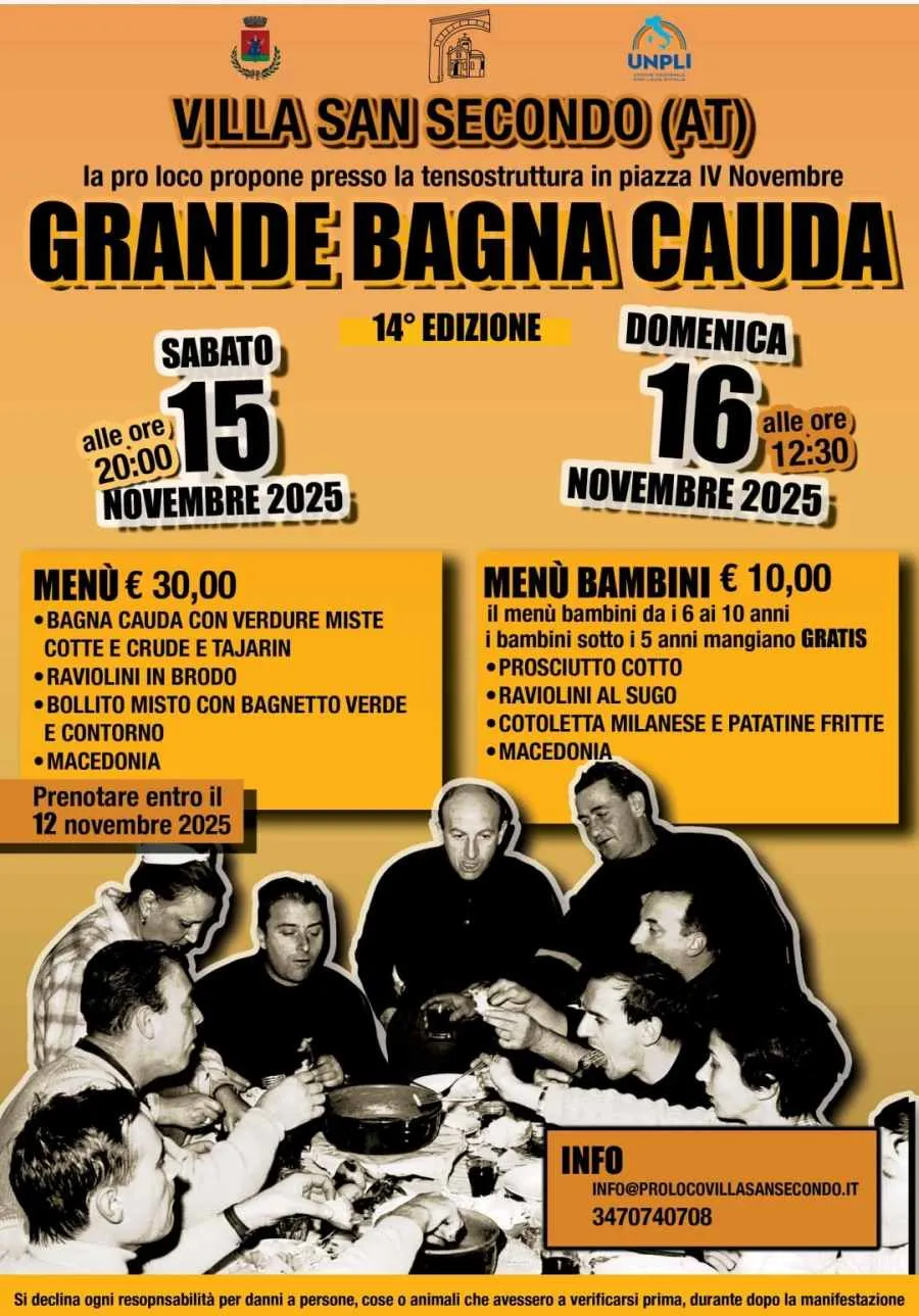 Grande Bagna Cauda Novembre 2025 a Villa San Secondo Grande Bagna Cauda Novembre 2025 a Villa San Secondo
