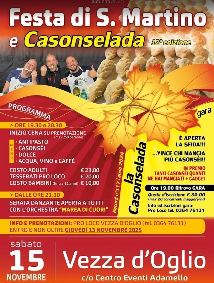 Festa di San Martino e Casonseleda Novembre 2025 a Vezza d’Oglio Festa di San Martino e Casonseleda Novembre 2025 a Vezza d’Oglio