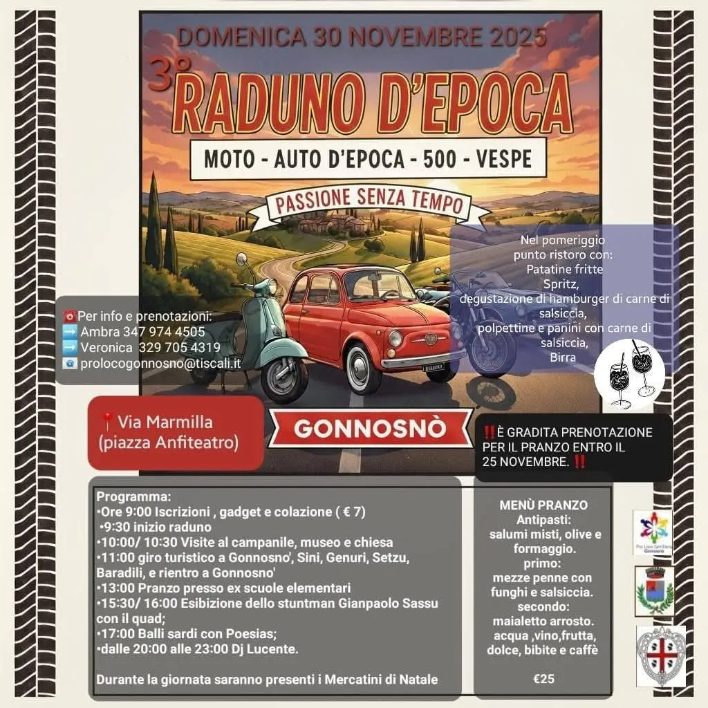 Raduno d’Epoca Novembre 2025 a Gonnosnò Raduno d’Epoca Novembre 2025 a Gonnosnò