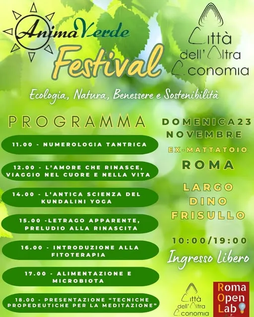 Anima Verde Festival Novembre 2025 a Roma Anima Verde Festival Novembre 2025 a Roma