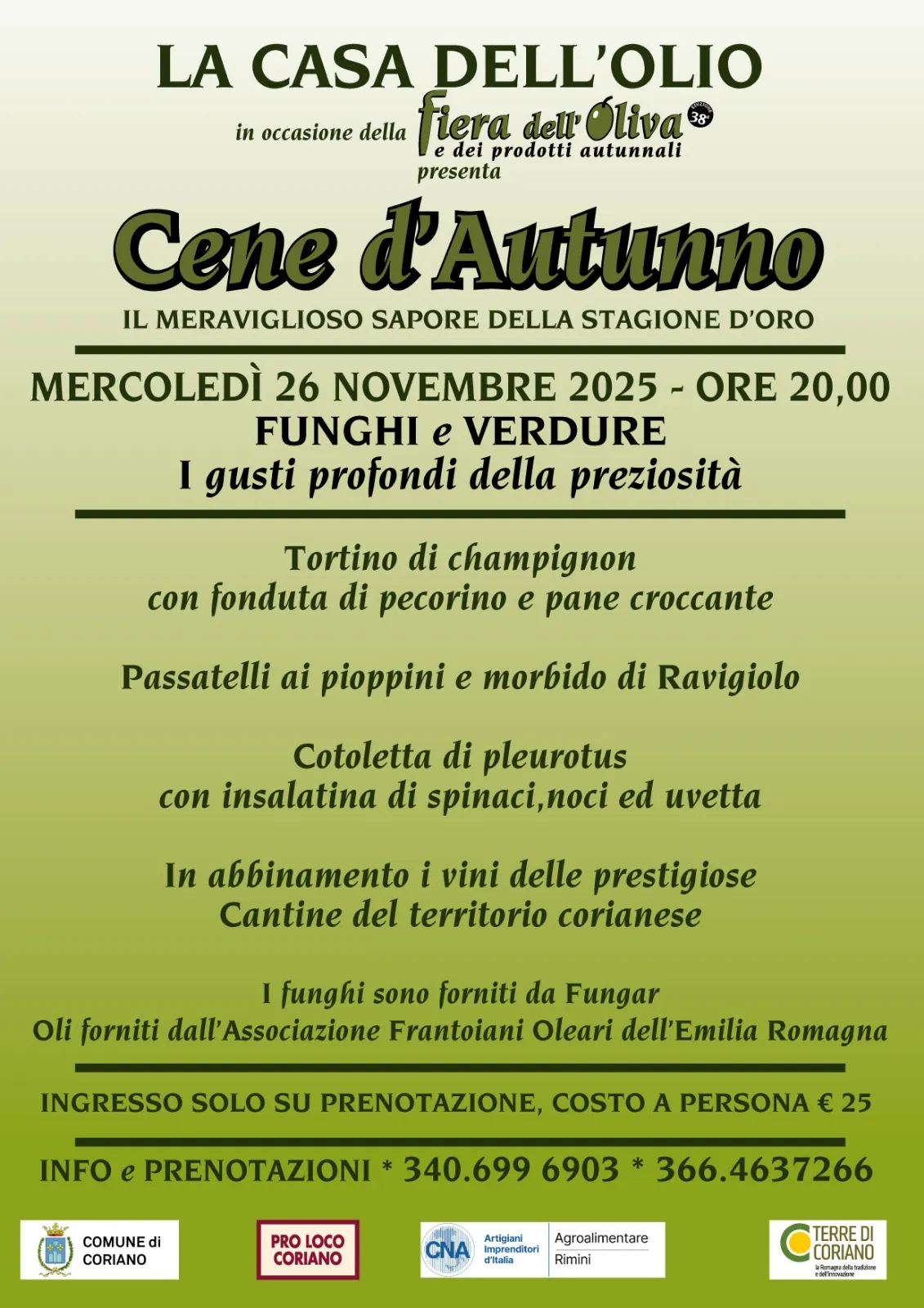 Cene d’Autunno Novembre 2025 a Coriano Cene d’Autunno Novembre 2025 a Coriano