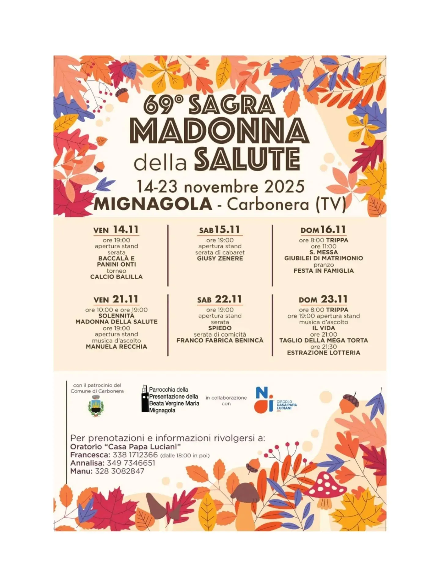 Sagra Madonna della Salute Novembre 2025 a Mignagola Sagra Madonna della Salute Novembre 2025 a Mignagola