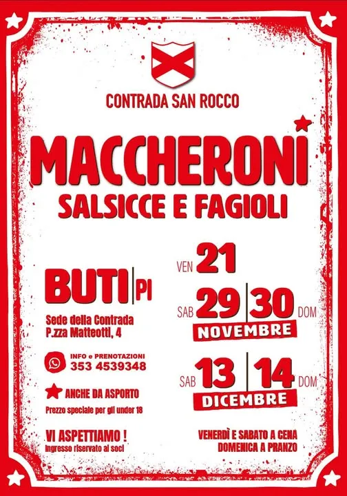 Maccheroni Salsicce e Fagioli Novembre-Dicembre 2025 a Buti Maccheroni Salsicce e Fagioli Novembre-Dicembre 2025 a Buti