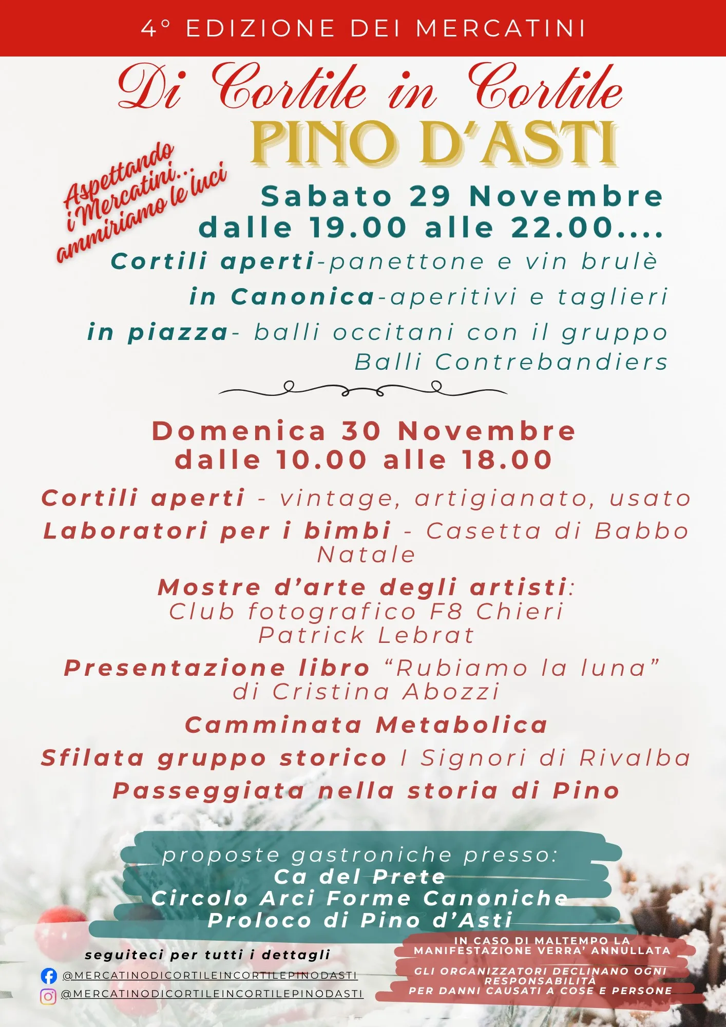 Di Cortile in Cortile Novembre 2025 a Pino d’Asti Di Cortile in Cortile Novembre 2025 a Pino d’Asti