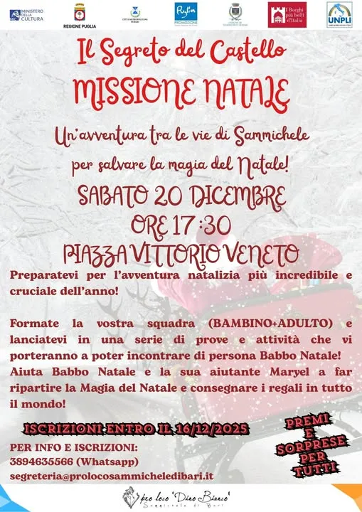 Il Segreto del Castello – Missione Natale 2025 a Sammichele di Bari Il Segreto del Castello – Missione Natale 2025 a Sammichele di Bari