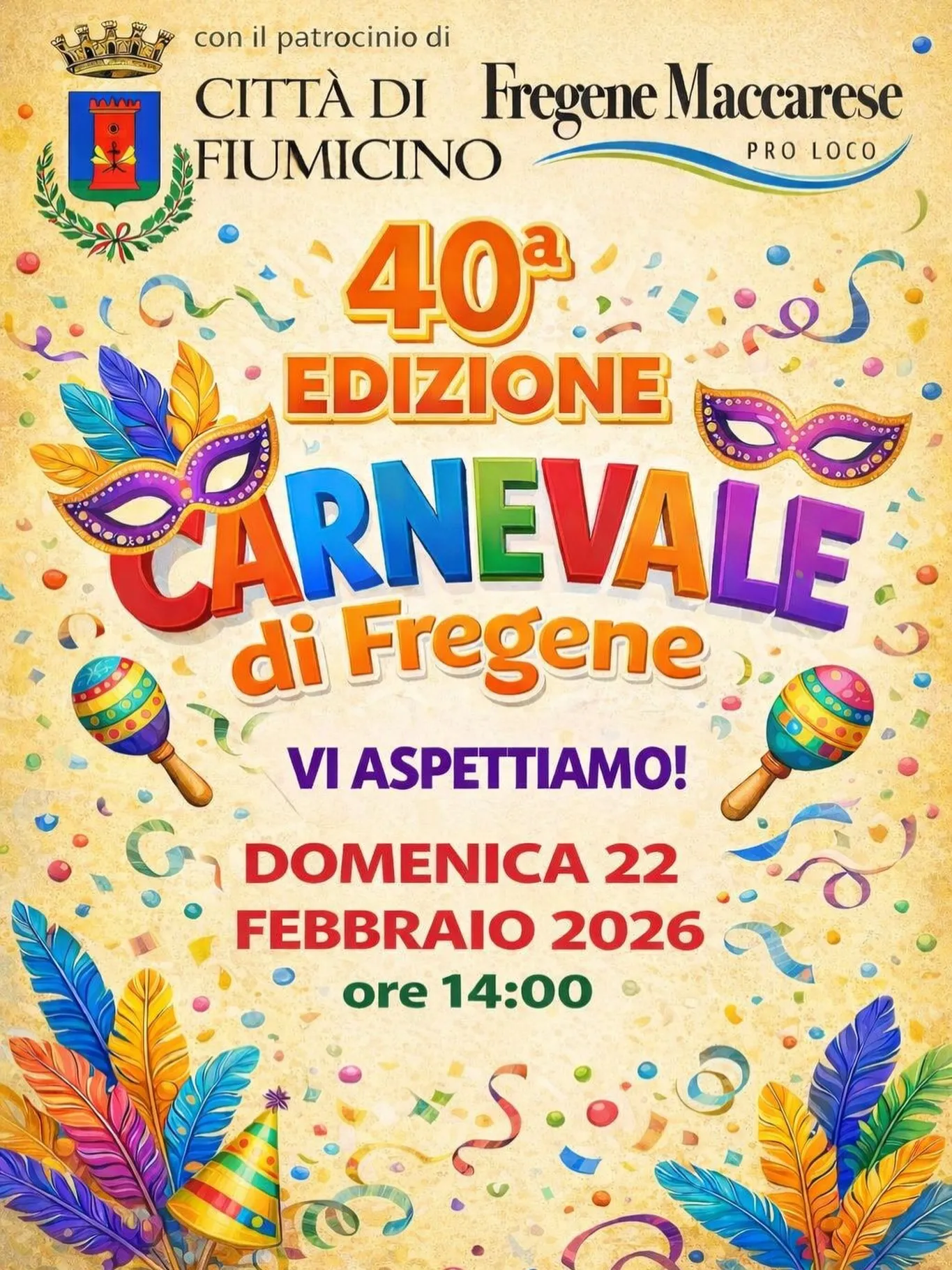Carnevale di Fregene 2026: 40 anni di festeggiamenti sul litorale Carnevale di Fregene 2026: 40 anni di festeggiamenti sul litorale