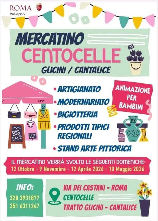 Mercatino di Centocelle 2025-2026: Artigianato e Cultura in Via dei Castani Mercatino di Centocelle 2025-2026: Artigianato e Cultura in Via dei Castani