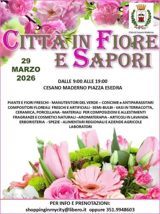Città in Fiore e Sapori 2026: la primavera a Cesano Maderno Città in Fiore e Sapori 2026: la primavera a Cesano Maderno
