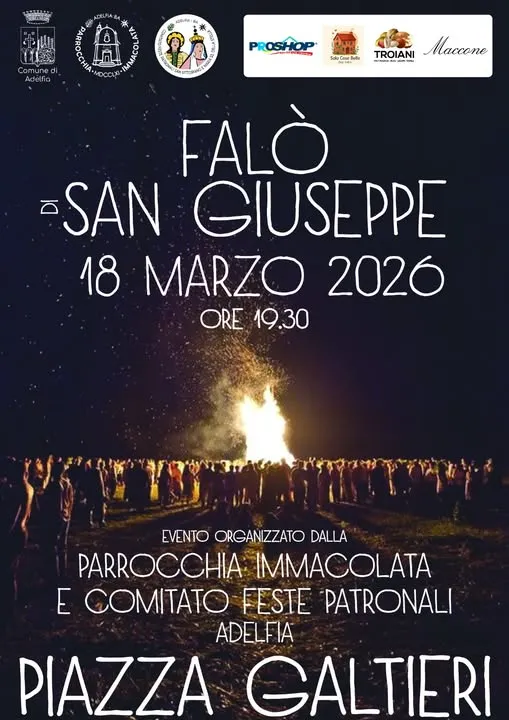 Falò di San Giuseppe ad Adelfia: tradizione e folklore il 18 marzo 2026 Falò di San Giuseppe ad Adelfia: tradizione e folklore il 18 marzo 2026
