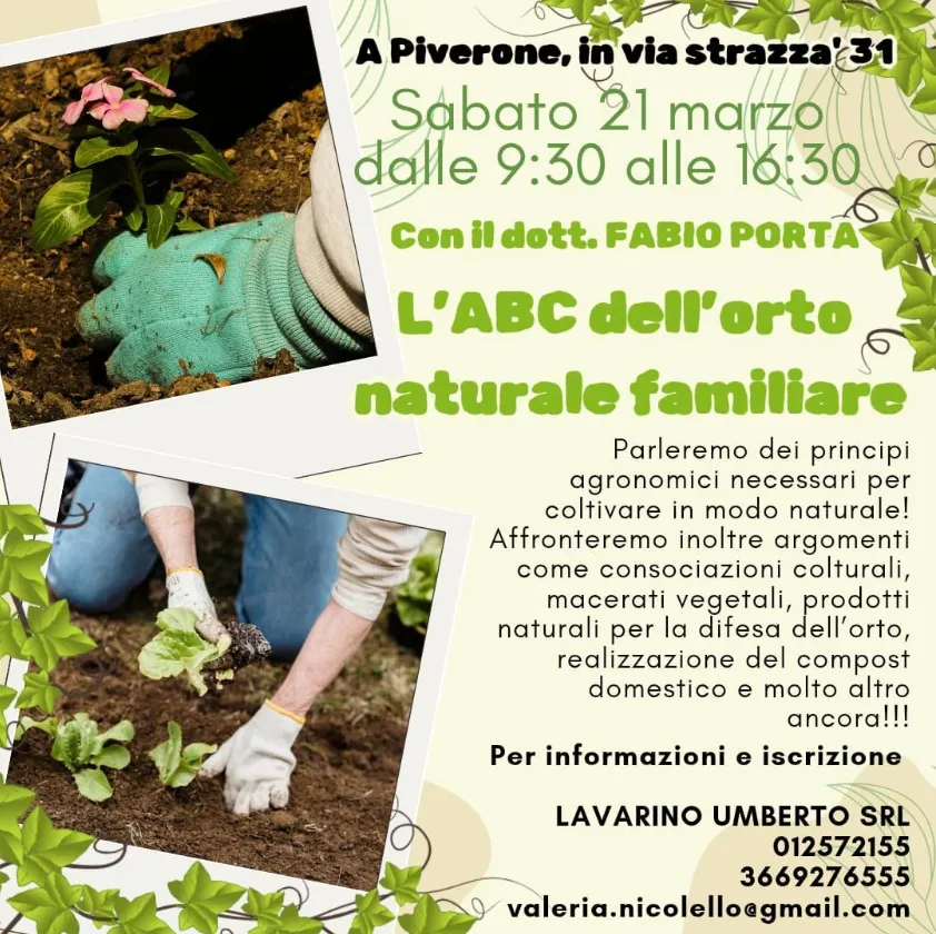 L'ABC dell'orto naturale familiare: seminario pratico a Piverone L'ABC dell'orto naturale familiare: seminario pratico a Piverone