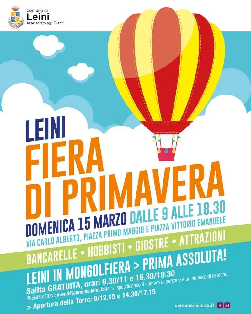 Fiera di Primavera 2026 a Leini: arte, sapori e una speciale esperienza in volo Fiera di Primavera 2026 a Leini: arte, sapori e una speciale esperienza in volo