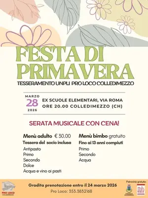 Festa di Primavera 2026 a Colledimezzo: musica, sapori e tradizione