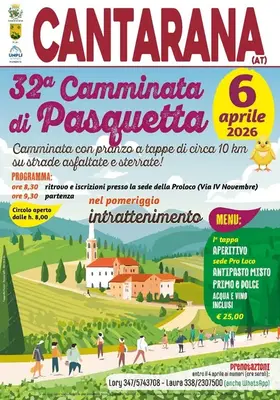 32&ordf; Camminata di Pasquetta a Cantarana: natura, sport e gastronomia