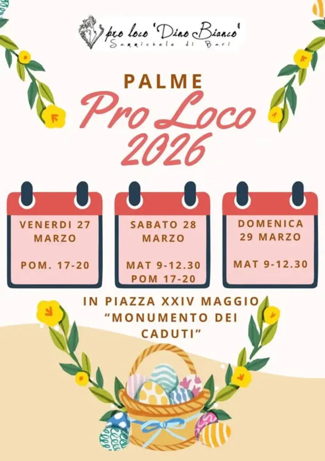 Palme Pro Loco 2026 a Sammichele di Bari: tradizioni e comunità Palme Pro Loco 2026 a Sammichele di Bari: tradizioni e comunità