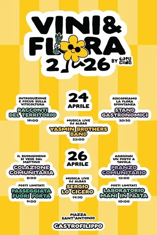 Vini & Flora 2026: tradizioni e natura nel cuore di Castrofilippo Vini & Flora 2026: tradizioni e natura nel cuore di Castrofilippo