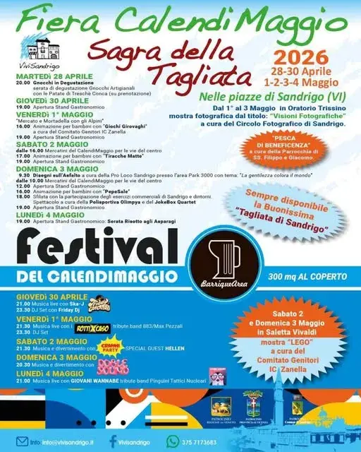 Fiera CalendiMaggio 2026: Tradizione e Gastronomia a Sandrigo Fiera CalendiMaggio 2026: Tradizione e Gastronomia a Sandrigo