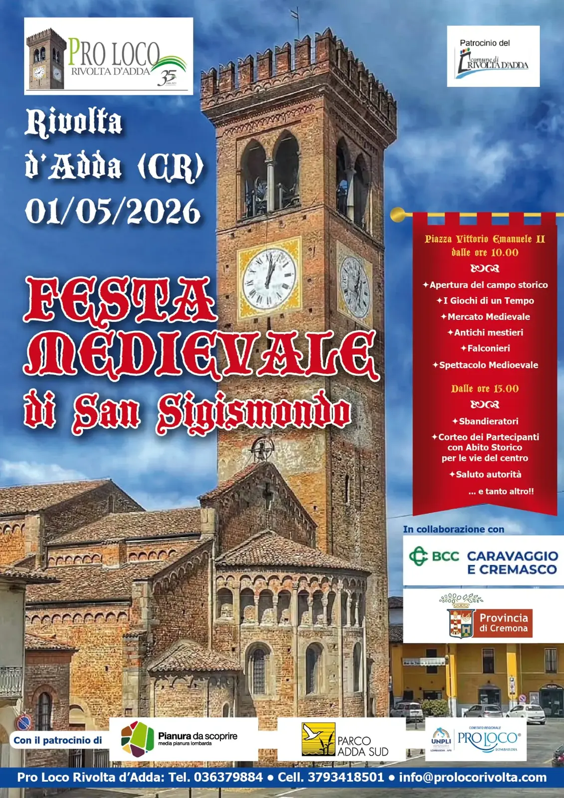 Festa Medievale di San Sigismondo a Rivolta d'Adda: 1 maggio 2026 Festa Medievale di San Sigismondo a Rivolta d'Adda: 1 maggio 2026