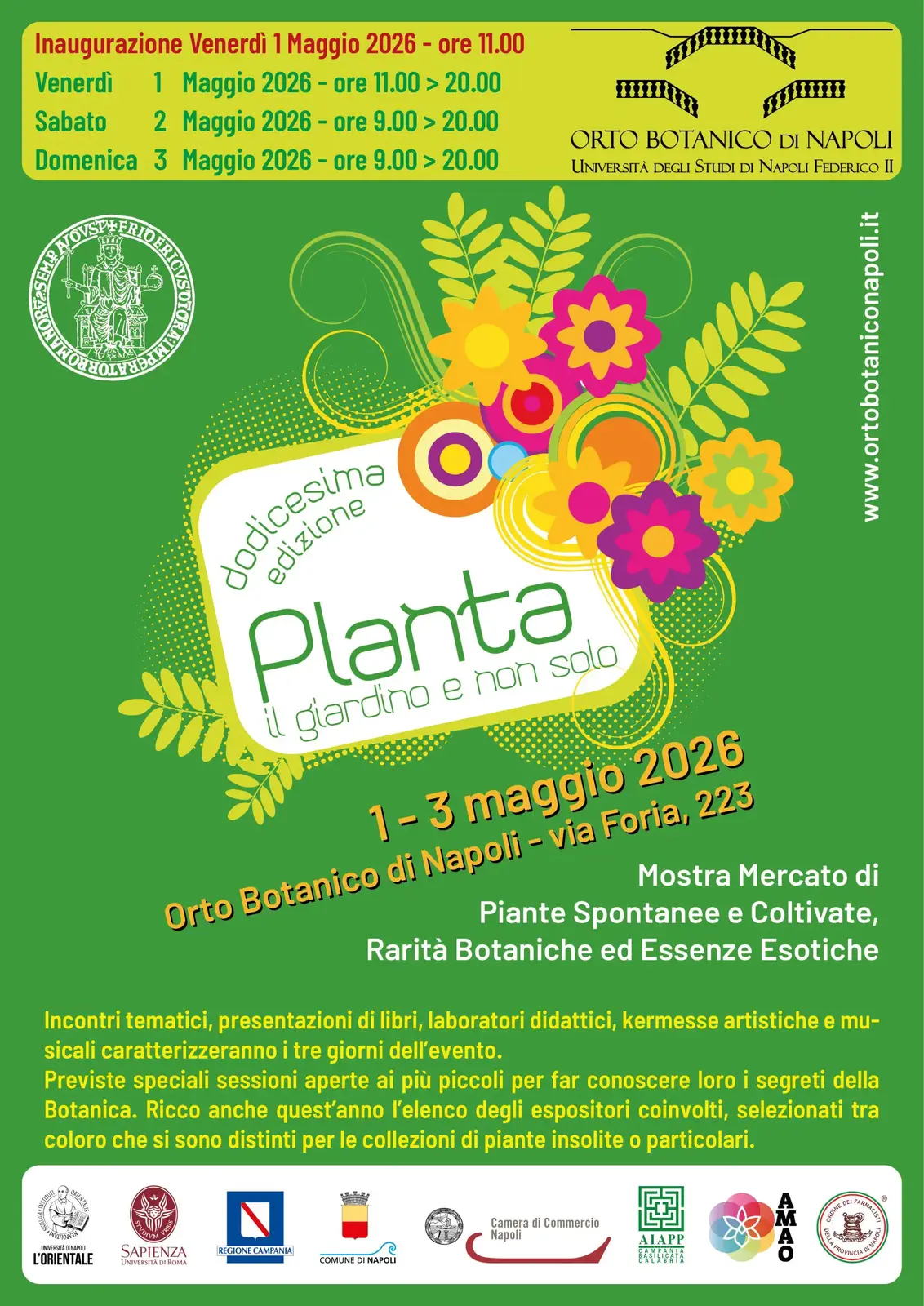 Planta 2026: dodicesima edizione all'Orto Botanico di Napoli Planta 2026: dodicesima edizione all'Orto Botanico di Napoli