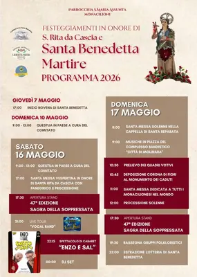 Festeggiamenti in onore di Santa Benedetta Martire e Santa Rita a Monacilioni