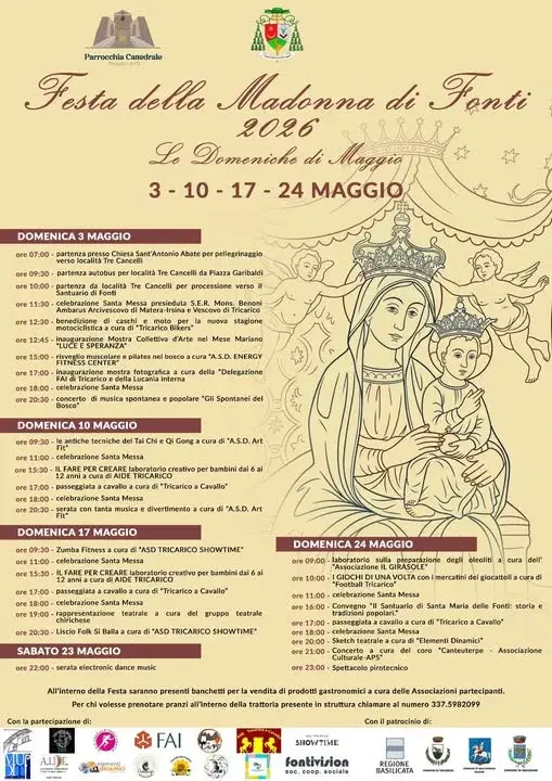 Festa della Madonna di Fonti 2026: Tradizione e Spiritualità a Tricarico Festa della Madonna di Fonti 2026: Tradizione e Spiritualità a Tricarico