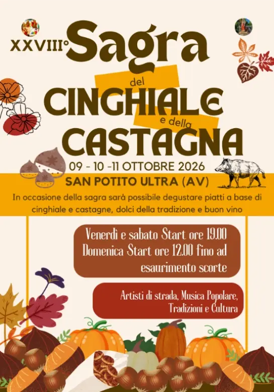 Sagra del Cinghiale e della Castagna a San Potito Ultra: sapori d'autunno Sagra del Cinghiale e della Castagna a San Potito Ultra: sapori d'autunno
